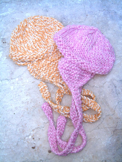 Handknit Baby Hat with earflaps